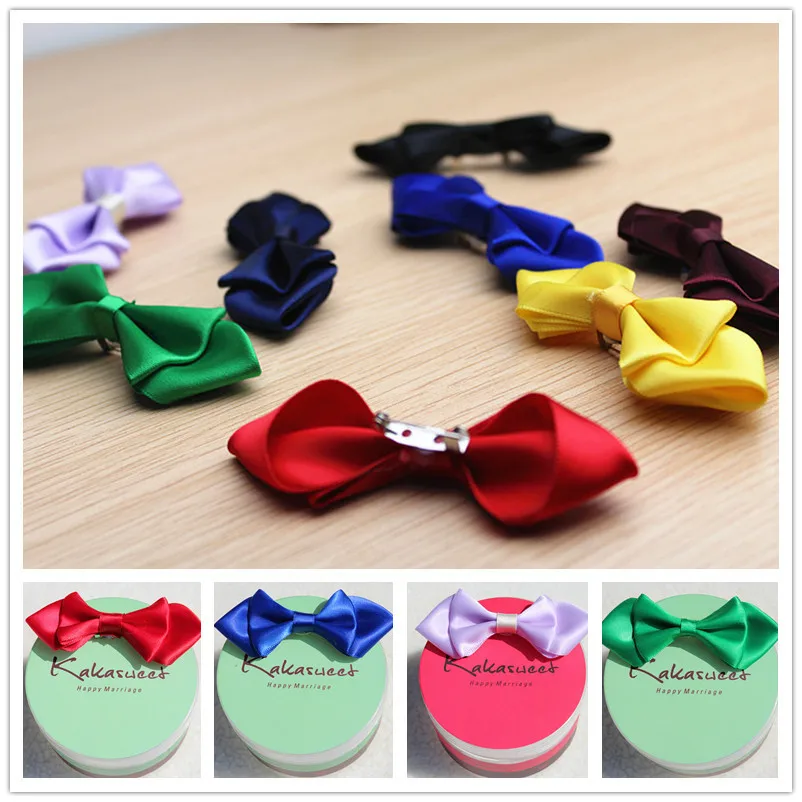 

New Fashion Kids Bowtie Solid color Pointed Canvas Butterfly Bow tie Wedding Party Accessories For Boys Girls