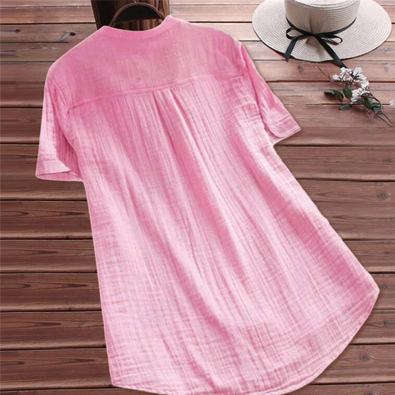 Рубашки больших размеров, женские хлопковые блузки с коротким рукавом, летние топы, женские повседневные блузки на пуговицах, рубашки, розовые, черные рубашки