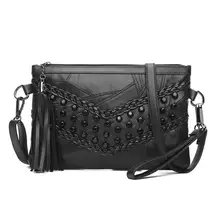 Женская одноцветная мини-сумка-мессенджер из овечьей кожи, модная сумка через плечо