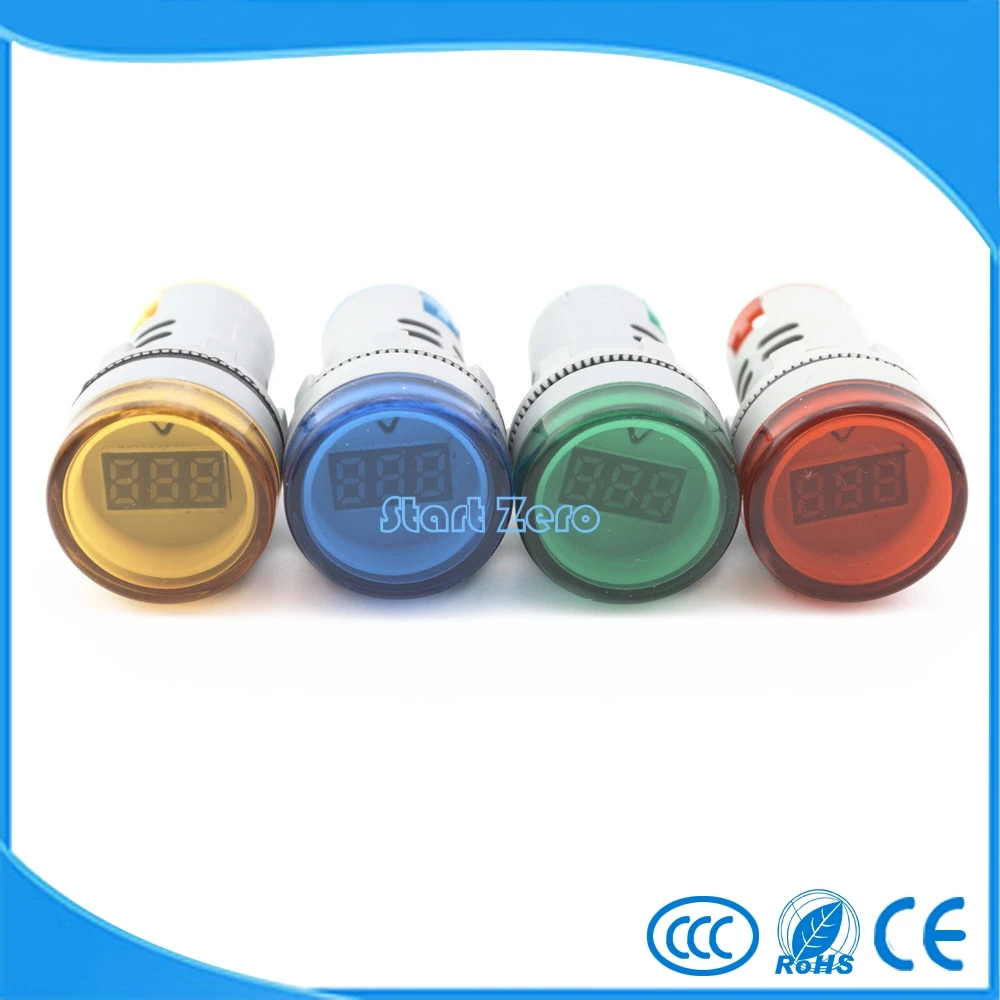 

4pcs 22MM digital AC Voltmeter 60-700V red green yellow blue voltage meter AD16 Digital display Indicator lamp