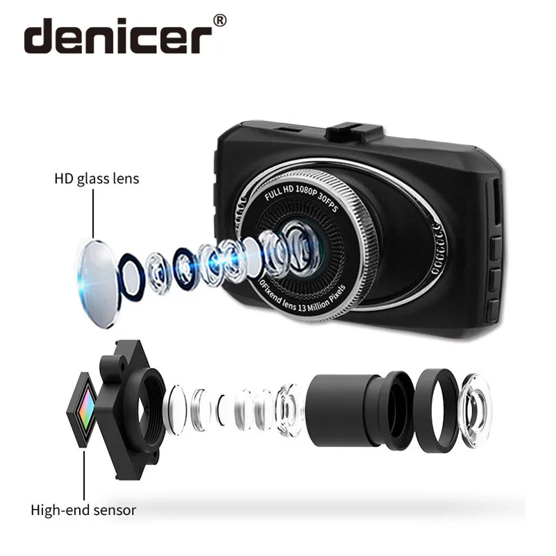Denicer Car Cvr камера видеокамера 1280x720P Dashcam Автомобильный регистратор Dvr 100 градусов