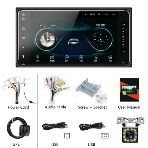 Podofo 2 Din 7 ''Автомобильный мультимедийный MP5 плеер аудио GPS WIFI ISO/Android Mirrorlink 1+ 16G ROM для Toyota Corolla Авторадио - Цвет: With 12 LED Camera