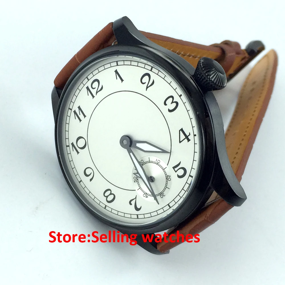 Parnis 44 мм белый циферблат Специальный@ 6 морской чайки ручной обмотки 6498 мужские часы