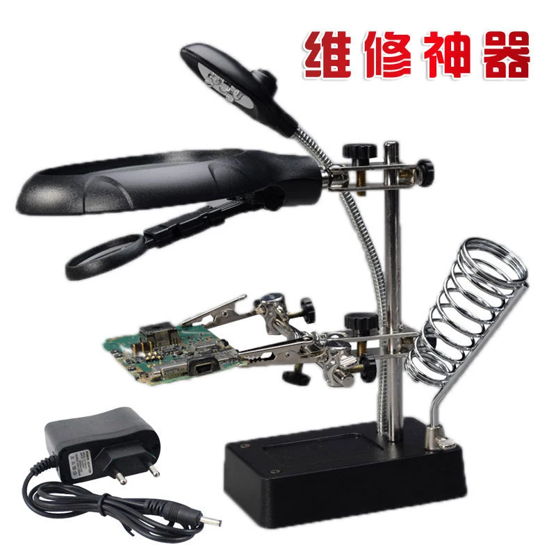 

LED lamp lighting auxiliary magnifier bracket type multifunctional magnifier desktop magnifier