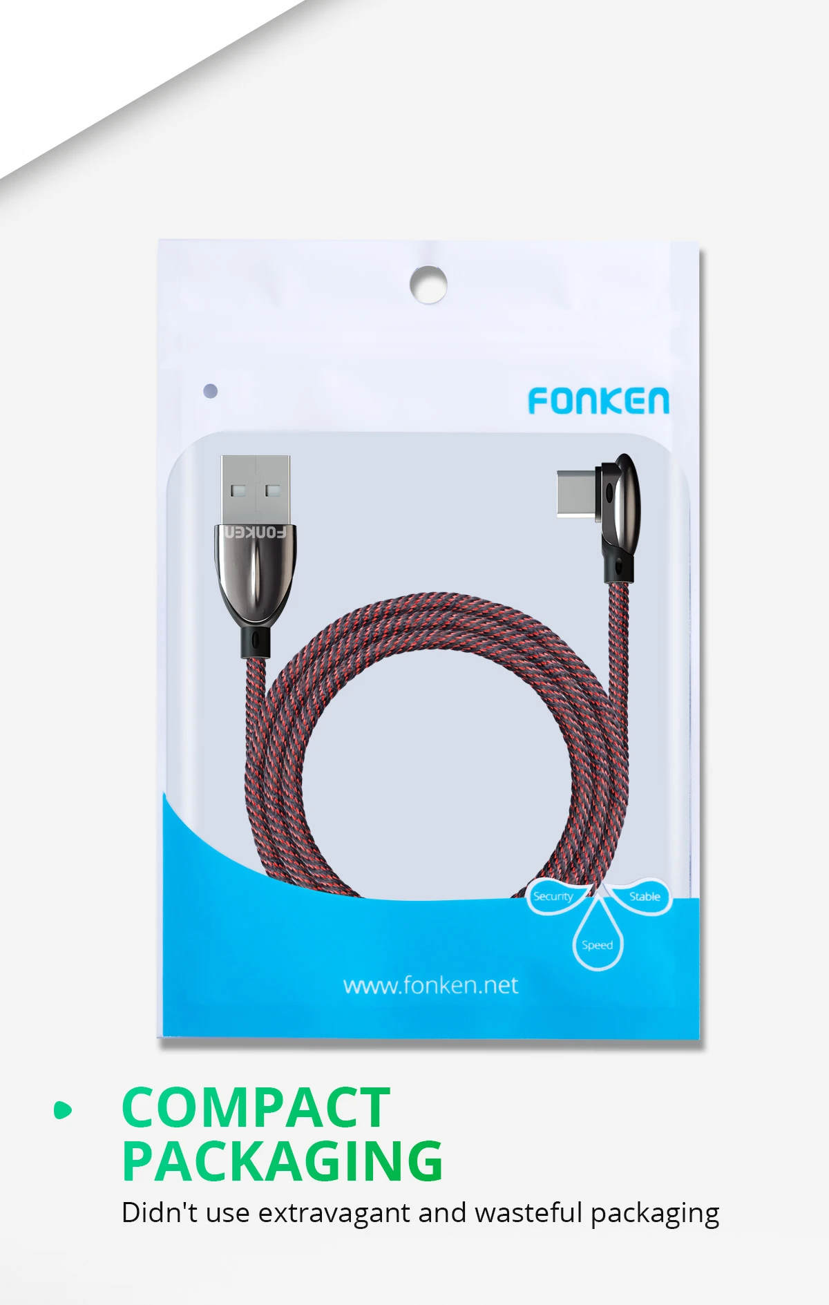 Кабель для быстрой зарядки FONKEN 3A USB type C, 90 градусов, USB C, игровой кабель для зарядки, зарядное устройство для телефона Android, кабель для передачи данных с углом 90 градусов type-C