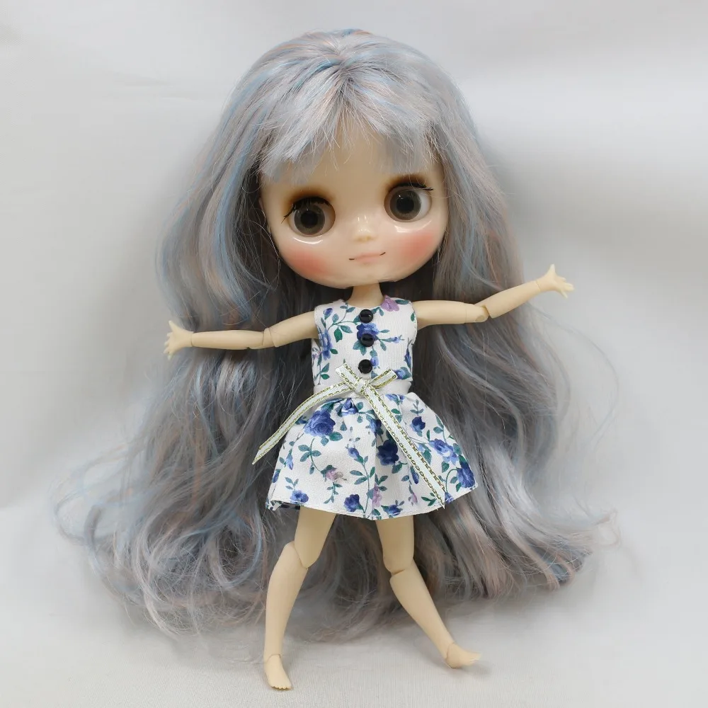 Только для куклы middie blyth 1/8 20 см бело голубое платье с пуговицами|for dolls|dress for dolls1/8