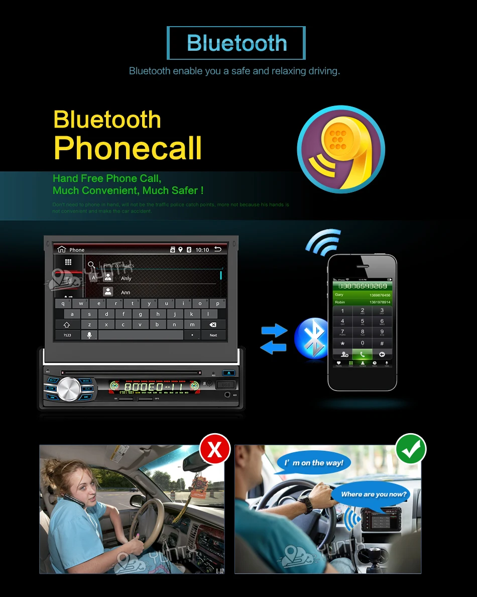 Clearance 7inch Android 6.0 Quad Core Motorized Detachable Multi-touch Screen One Din Car DVD Player with OBD2 and DAB+support 13