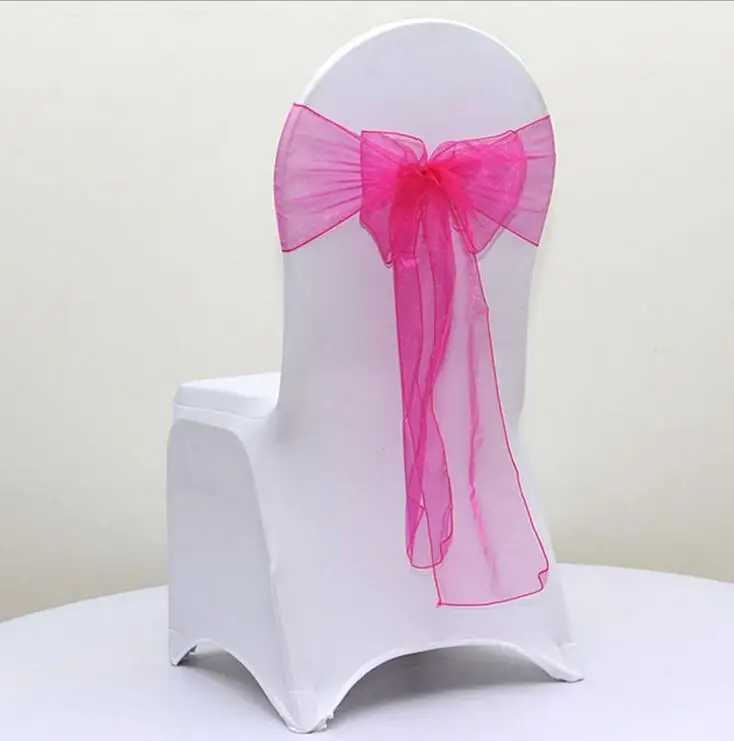 Buy 100 Pieces Fuchsia color Organza Sash Chair Cover