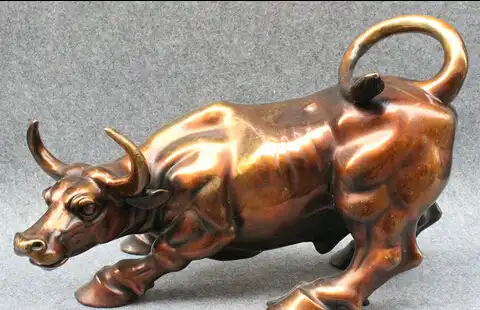Shitou 001778 18 "народные Китай Год Зодиак Чистая Бронзовый Украшения Фэншуй Сильный Бык Бык Статуя скидка 30% (C0324)