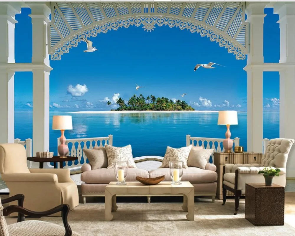 us 12 6 65 off 3d wallpaper nature palace maldives 3d wallpaper tv background wallpaper the living room sofa backdrop mural tv background