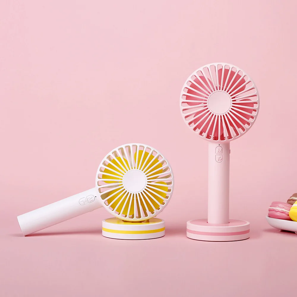 

2000m Ah USB Rechargeable Desktop and Hand Mini Fan Summer Creative Macaroon Color USB Fan With Make Up Mirror For Travel Office