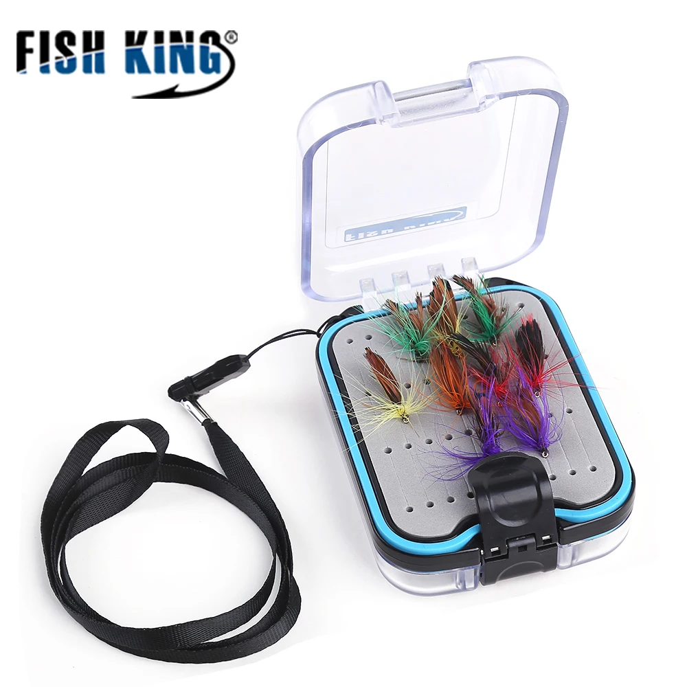 

FISH KING Fly Fishing Tackle BOX Portable Bait Container 10cm*7cm Water-Resistant Fishing Accessories