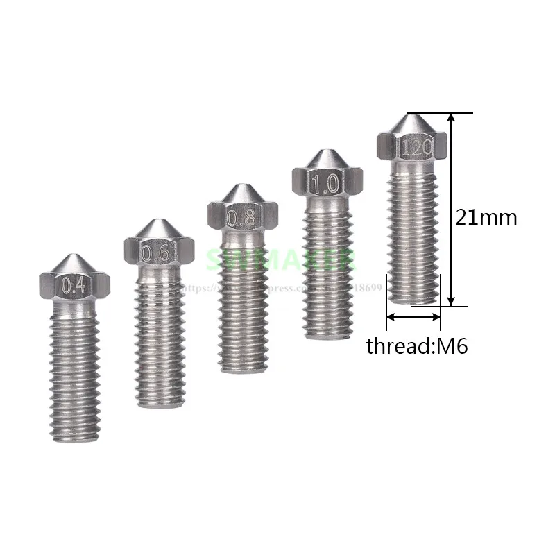 1 шт. все-Металл Латунь насадка из нержавеющей стали 1,75 мм нити 0,25 мм 0,4 мм 0,8 мм 1,0 мм 1,2 мм высокий расход большой калибра вулкан сопла