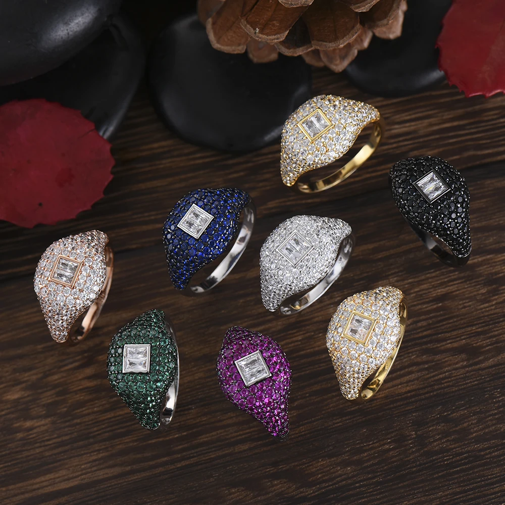 GODKI Новая коллекция Трендовое сердце AAA кубический циркон стекируемые шикарные кольца для женщин Свадебные дубайские массивные кольца на палец