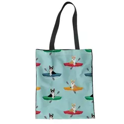 Пляжный отдых Повседневное сумки DIY Собака корги 3D сумки с рисунком для девочек Для женщин холст сумки эко-дамы торгового