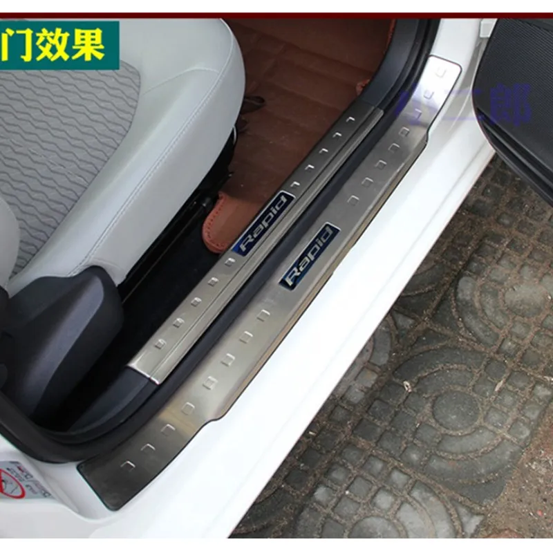 Нержавеющая сталь внешний порог двери Внутренняя/внешняя накладка на ступеньку автомобильные аксессуары для 2013- Skoda Rapid