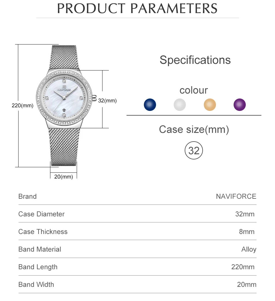 NAVIFORCE, женские часы, нержавеющая сталь, кварцевые часы, женские, лучший бренд, Роскошные, модные часы, простые, наручные часы, Relogio Feminino