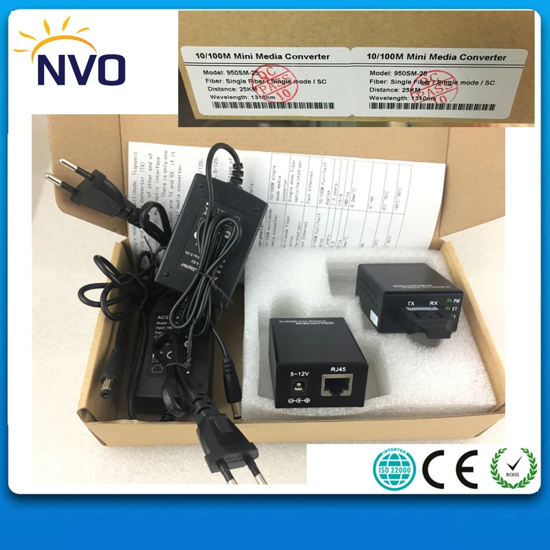 

2pair/Lot,10/100M,Single Mode,Simplex,Bidi,25KM,1RJ45,SC,External Power Supply,Mini Type WDM Fiber Optic Media Converter