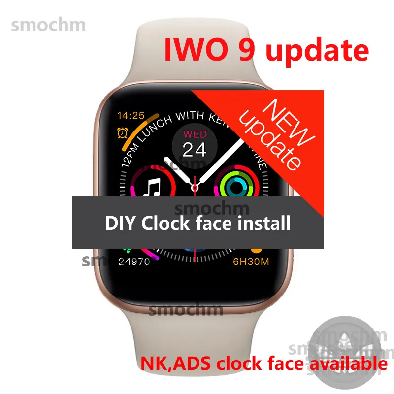 

Smochm IWO 8 Plus Wireless Charger 44MM Watch 4 Series Smartwatch MTK2502 Bluetooth Smart Watch DIY updated for Apple Android