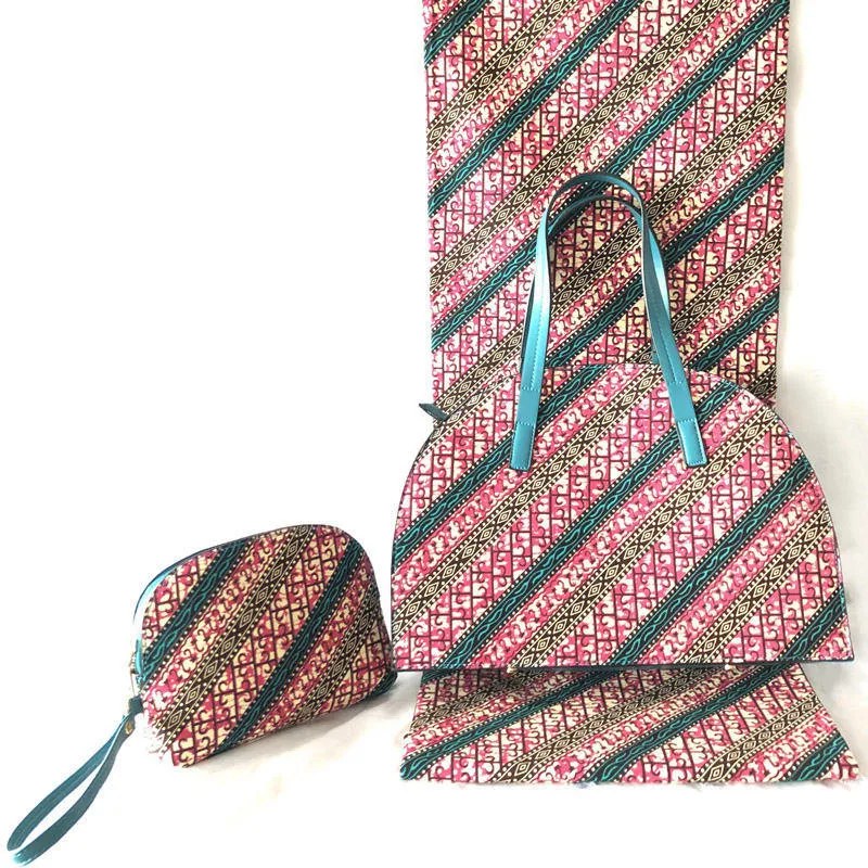 

Wax print fabric African fabric Ankara wax print bags for party 100%Cotton African wax 6 yards with handbag sets HF110108