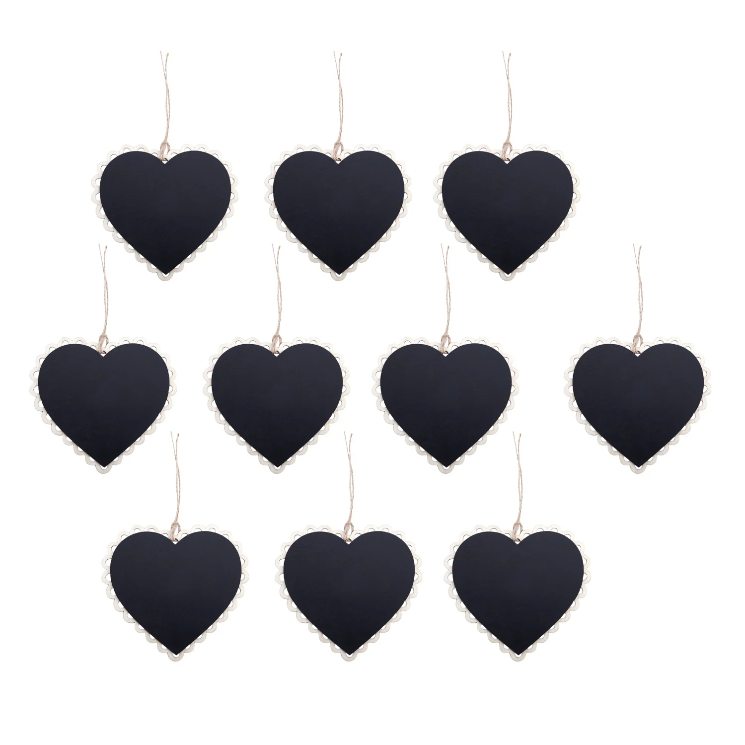 

10 Pieces Mini Hanging Chalkboard Wood / Slate Chalkboard Black Hanging Wood writable erasable Blackboard in Message board Woo