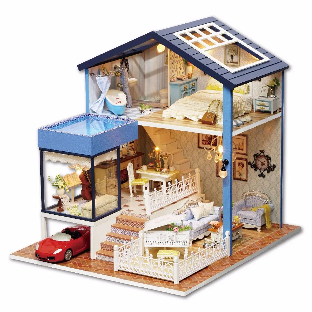 CUTE ROOM DIY font b Toy b font New arrival Miniature Wooden Doll House With DIY