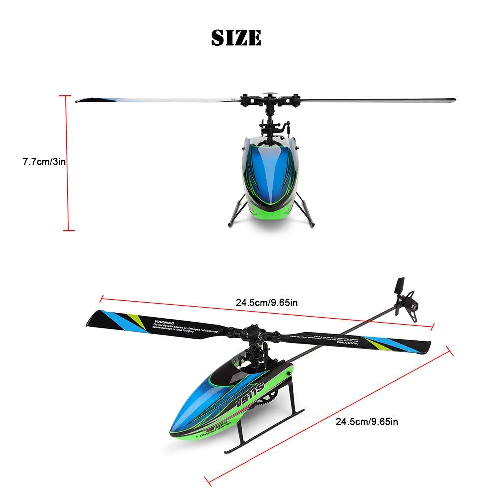 V911S 2,4G 4CH 6-Aixs Gyro Flybarless RC вертолет RTF-Mode 2