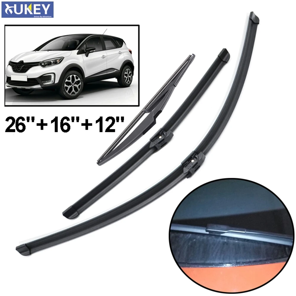 

3Pcs Front Rear Tailgate Windscreen Wiper Blades Set For Renault Captur Kaptur 2020 2019 2018 2017 2016 26"16"12"