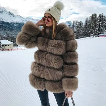 

Tatyana Furclub Real Fur Coat Natural Fox Fur Coat With Big Hood Thick Warm Winter Women's Whole Pelt Real Fox Fur Casual Jacket