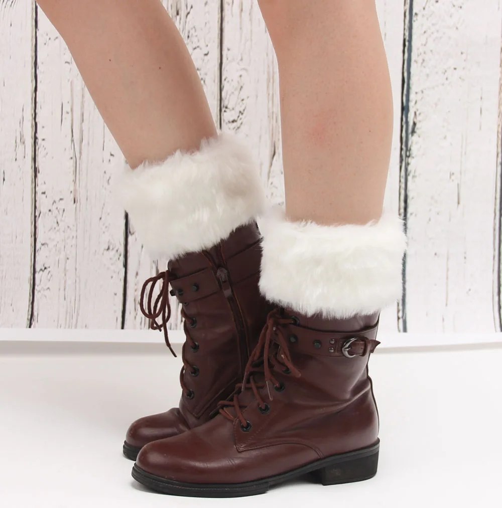 

Hot sale Women Winter Fur Leg Warmers Soft Faux Fur Boot Cuffs Ankle Knee Boot Socks winter fashion accessoires