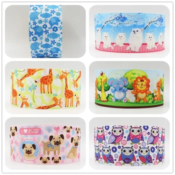 

Q&N ribbon 16mm 22mm 25mm 38mm 50mm 75mm animal cartoon printed grosgrain ribbon webbing 50yards/roll for hair tie free shipping