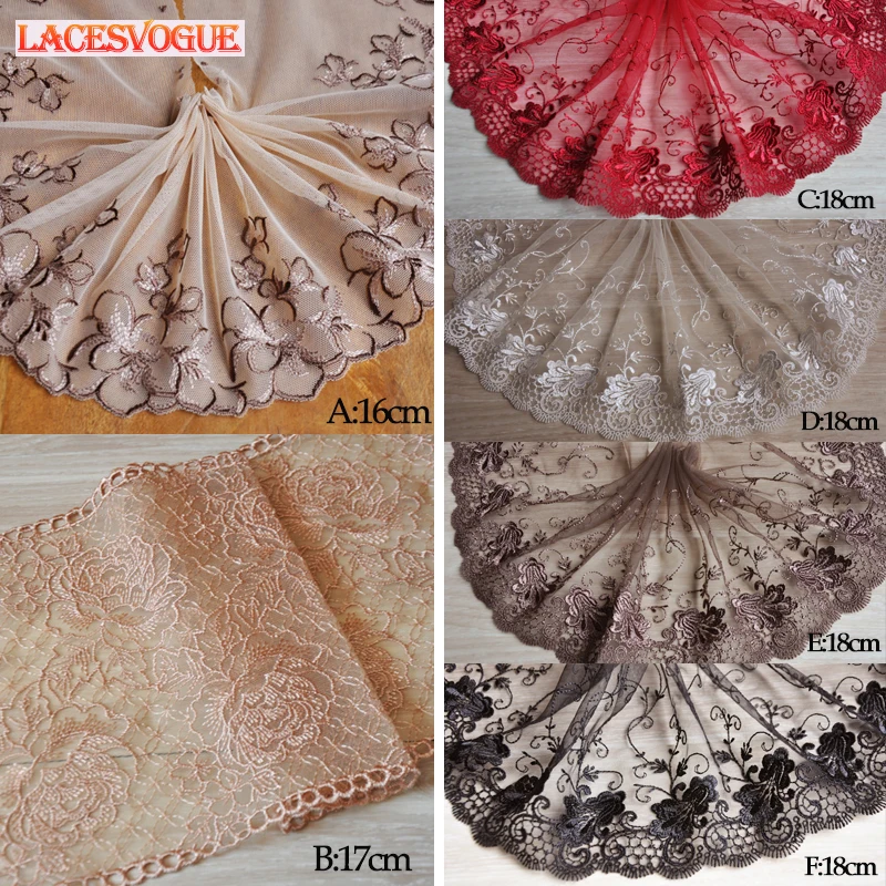 

3meters 17-18cm Mesh lace trims Embroidered Lace Ribbon Wedding accessories lace fabrics Patchwork Sewing craft Doll LAVO271