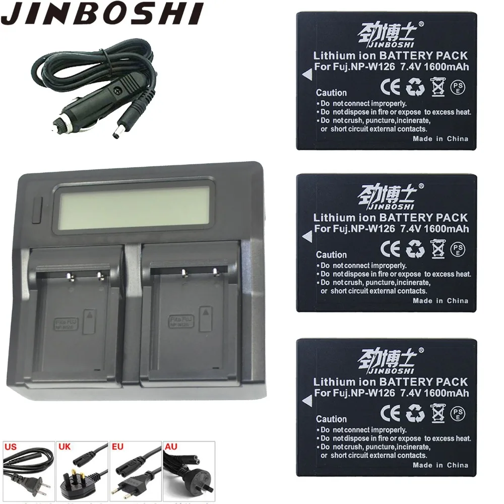 

3PCS 1600mAh High Capacity NP-W126 NP W126 Battery +LCD Dual Charger for Fuji X-Pro1 XPro1 X-T1 XT1,HS30EXR HS33EXR X PRO1
