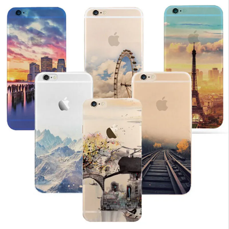 Jking New fashion For iPhone 6 6S case Ultra Thin Soft Waterproof Silicon Mountain Landscape iphone plus Case Phone Cover |