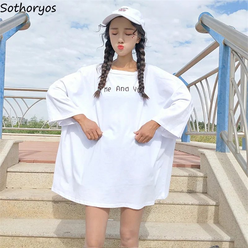 

T-shirts Women Long Sleeve O-Neck Lettered Printed Loose All-match Hip Hop Trendy Womens T-shirt Harajuku Simple Daily Lady Tops
