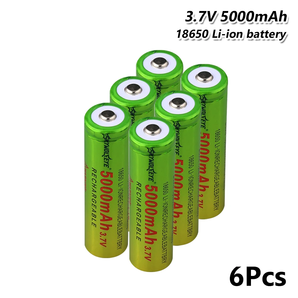 Для фонарика мини-вентилятор питания батареи разряда 5000 мАч 3,7 в аккумуляторная батарея для электронной сигареты 18650 батарея - Цвет: 6 Pcs