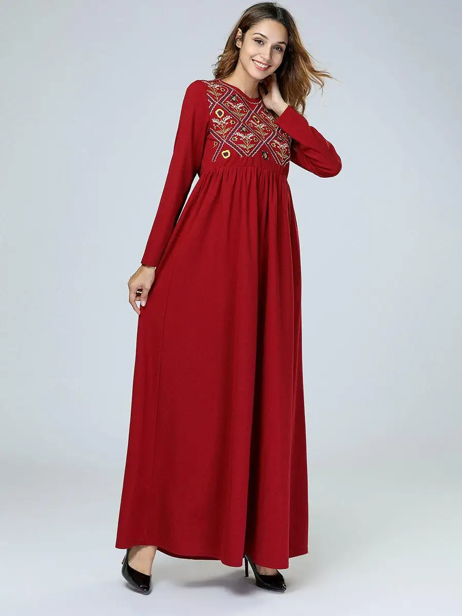 Мусульманское платье-Абая женские длинные платья макси плюс Размер Vestido Винтаж Verano 2019 халат Femme вышивка кафтан свободный Дубай, Турция