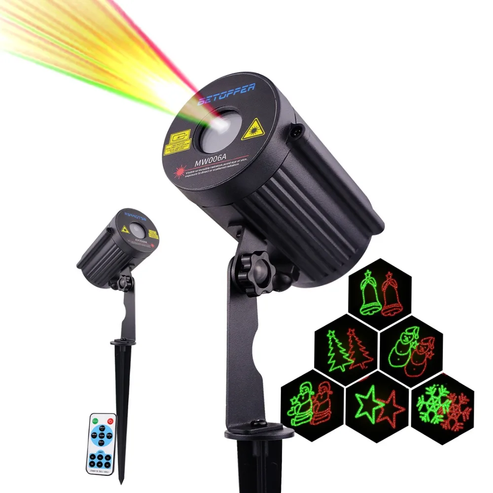 

BETOPPER SIX Pattern Waterproof IP68 Stage Light Laser Projector Light Stage Lighting Effect Christmas LED Laser Party Light