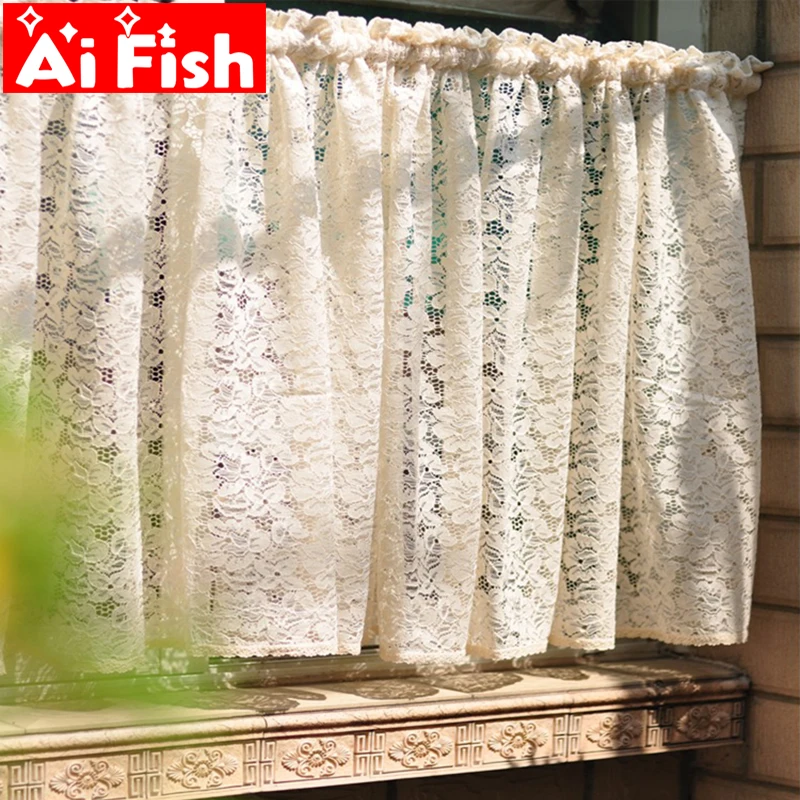 

American Rustic Elegant Lace Coffee Curtain Semi-shade Cabinet Curtain Finished Product Curtain Single Short Curtain A09-20