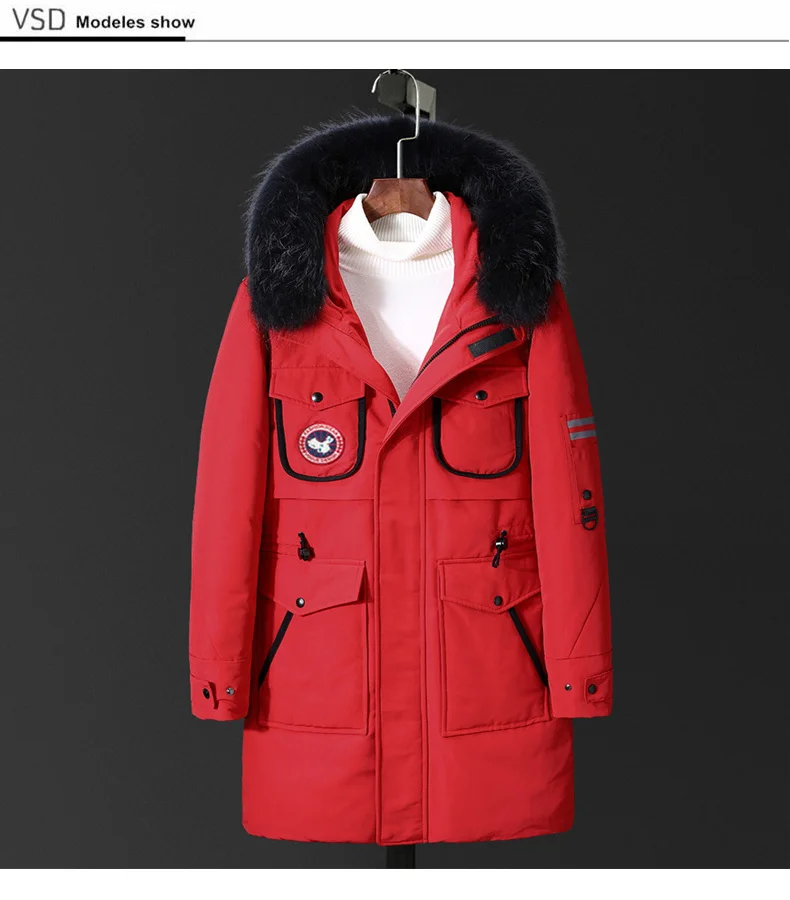 2018 Thicken Warm Winter Duck Down Jacket for Men Fur Collar Parkas Hooded Coat Plus Size Overcoat Western Style (3)