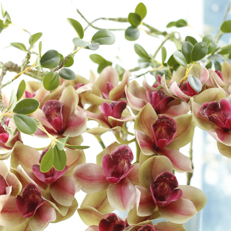 Real Touch 3D Printing Grand Cymbidium Orchid Artificial Flowers for Wedding Party Home Garden Decoration Fake Flowers Flores Real Touch 3D Printing Grand Cymbidium Orchid Artificial Flowers for Wedding Party Home Garden Decoration Fake Flowers Flores
