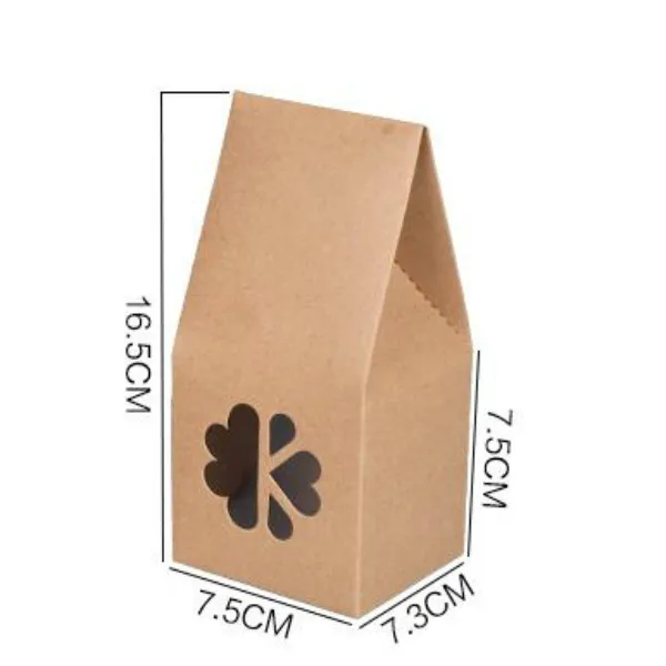 2 Sizes Kraft Paper Box with Floral Pattern PVC Window Birthday Christmas Party Handmade Gifts Package Boxes PP837