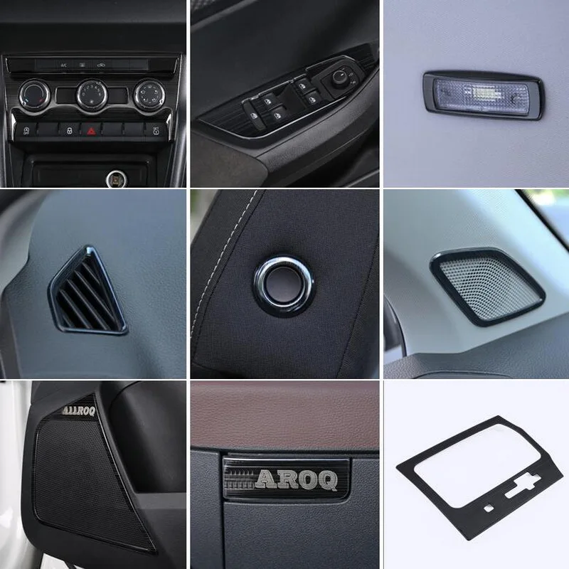 Tonlinker cubierta pegatinas para SKODA KAROQ 2017-18 estilo de coche 1-4 piezas de acero inoxidable piezas interiores negro estilo cubierta de la etiqueta engomada Tonlinker cubierta pegatinas para SKODA KAROQ 2017-18 estilo de coche 1-4 piezas de acero inoxidable piezas interiores negro estilo cubierta de la etiqueta engomada
