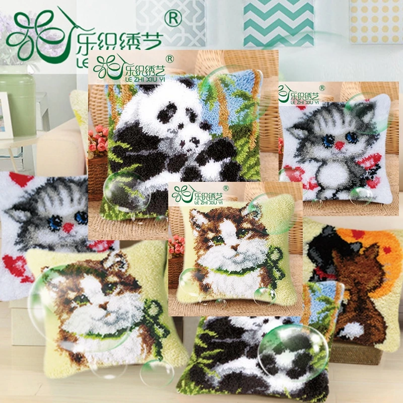 Animals Cushion Cover Making kits Latch Hook Rug For Adults Beginners Embroidery