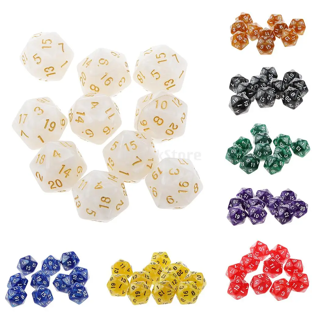 10 шт. 20 кубика D20 играть D & ролевые TRPG DND вечерние настольные игры в кости|dice d20|game