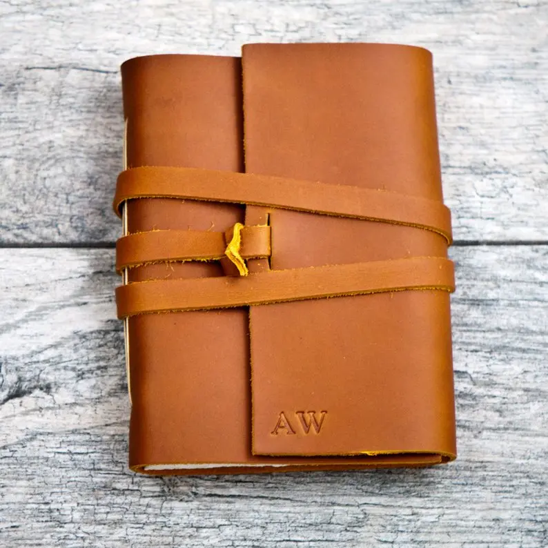 

Personalized Premium Leather Journal with Initials Name Date Personalized Leather Portfolio Refillable Notebook Handmade