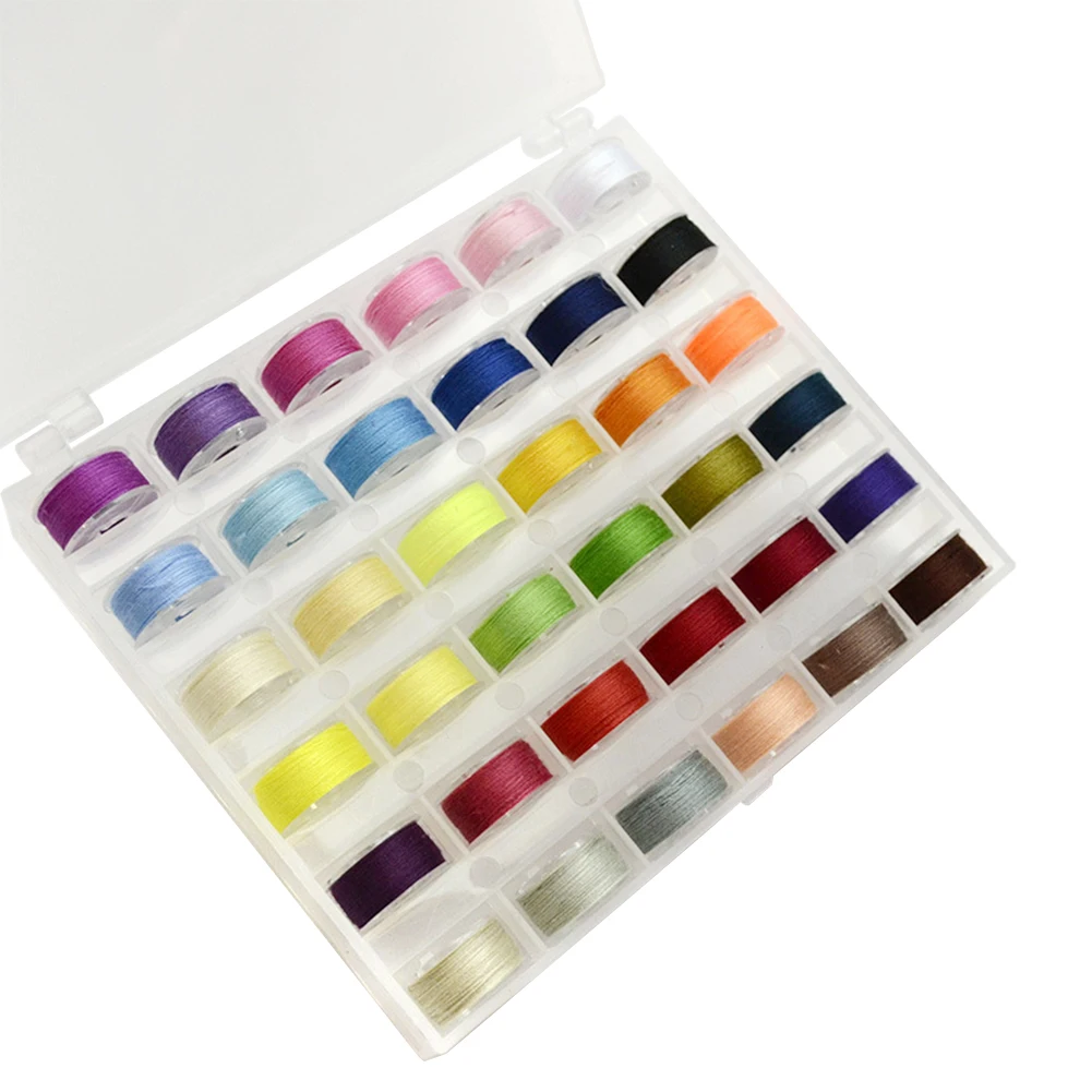 

36pcs Bobbin Thread Handwork Pre-wound Grid Clear Coloful Home Sewing Machine Spools Craft Embroidery Kit Tools With Case