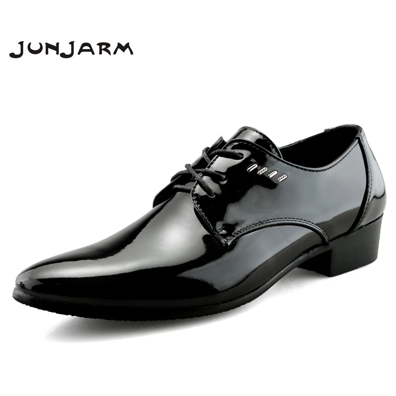 

JUNJARM Spring Autumn Men Formal Wedding Shoes Brand Men Business Dress Shoes Men Oxfords Pointy Shoes Big Size 38-47