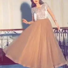 Модный топ с круглым вырезом, украшенный бусинами, лиф, длинный рукав с бисером, длина по щиколотку, платья для выпускного вечера