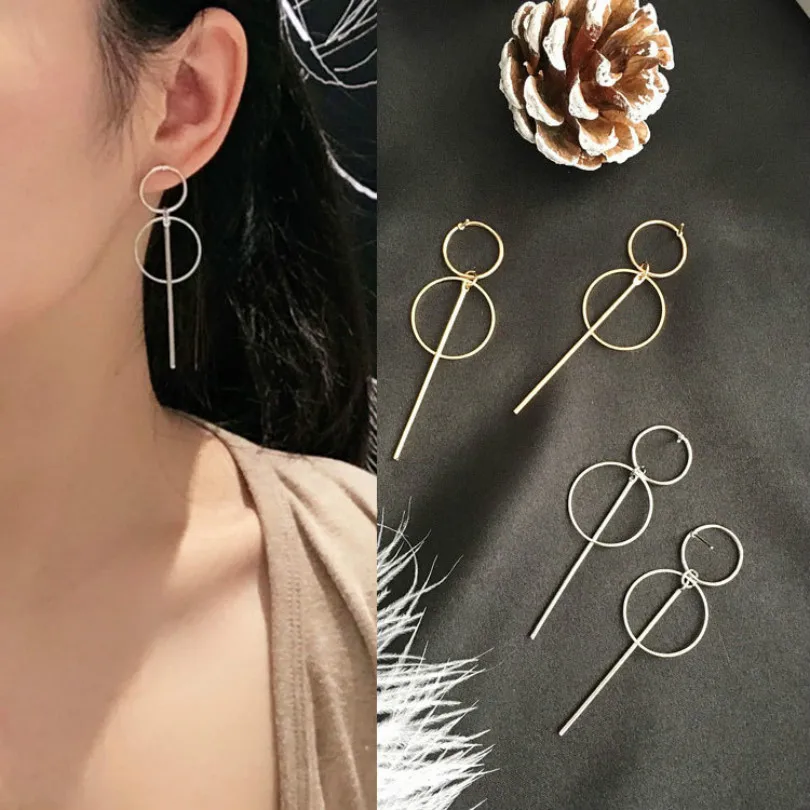

New fashion jewelry punk gold silver tassel pendant earrings size round statement earrings ladies long elegant earrings